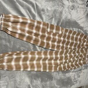 ROMWE Brown and White Cargo Pants Relaxed Fit